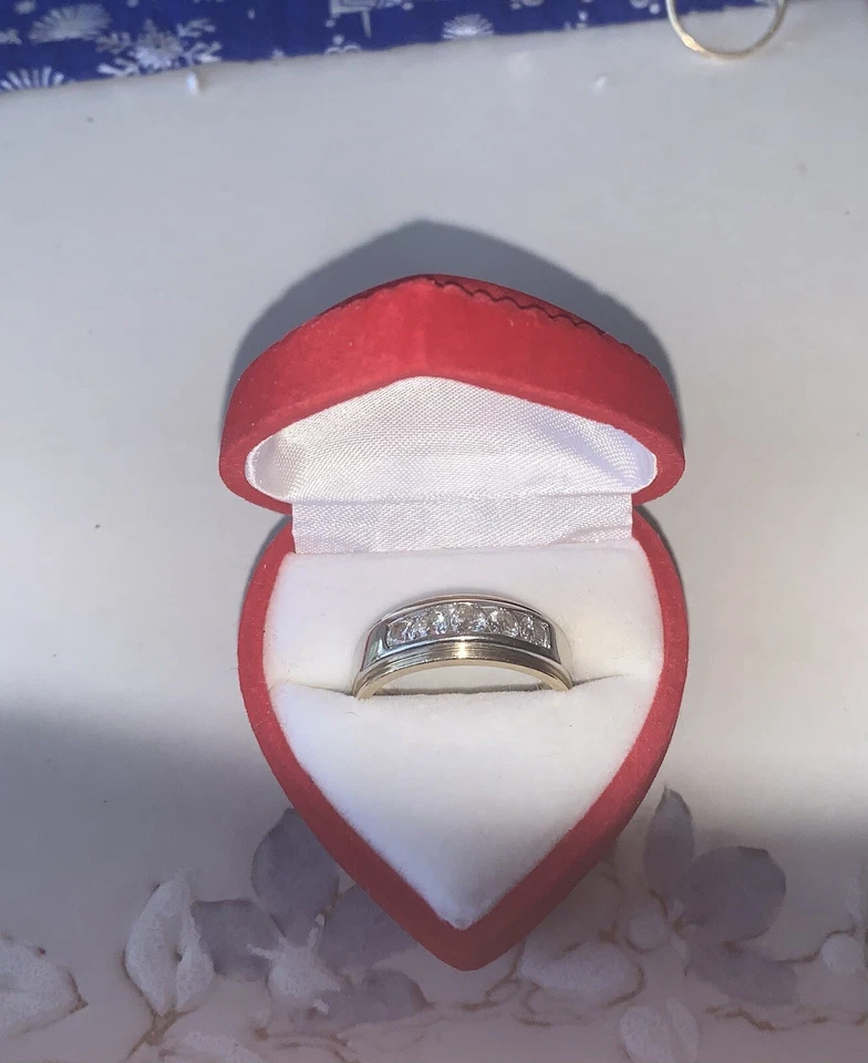 Alianzas de boda de diamantes de oro blanco para hombre talla 10,5, 1 quilate peso total Foto 1 de 4