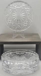 Unmarked Clear Glass? Crystal? Etched Coffee Table Beverage Coasters (4) - Picture 1 of 4