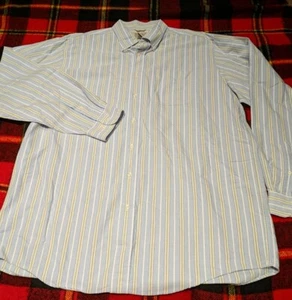 LL BEAN Mens Sz L Tall Regular Striped Cotton Button Down Shirt Hong Kong - Picture 1 of 5