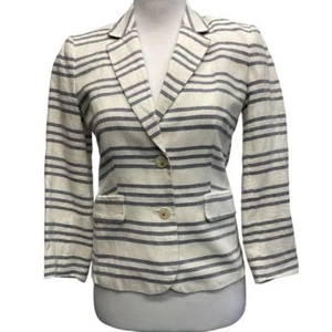 Banana Republic Striped Linen Cotton Blend Blazer Jacket Size Petite 2P - Picture 1 of 12