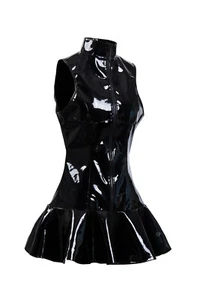 Frauen Sexy Zipper Wetlook Faux Leder Kleid Shiny Pvc Latex Gummi Clubwear - Picture 1 of 10