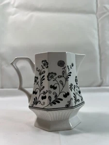 Independence Ironstone Interspace Japan Vtg Black Floral White Footed Creamer - Picture 1 of 7