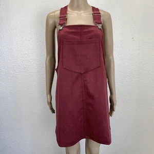 AUW Overall Dress Rust Red Short Microfiber Goblin Boho Grunge Hippie New M - Picture 1 of 7