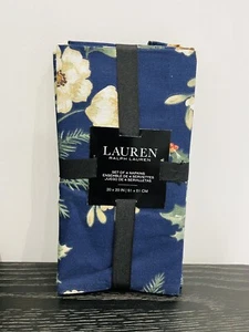 Ralph Lauren 4er Set Servietten Weihnachten Blau Beere. 100% Baumwolle. 20” x 20” - Bild 1 von 2