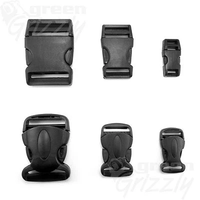 GREEN GRIZZLY Side Release Plastic Buckles Clips For Webbing - 10mm 20mm 25mm 30mm 40mm 50mm