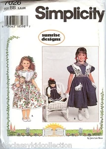 Sunrise Design Dress Size 5-6x + 18" Doll Pattern 7026 - Picture 1 of 1