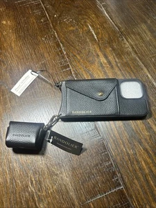 Bandolier Hailey Side Slot Leather Crossbody Black iPhone 14 Pro Max AirPod Case - Picture 1 of 9