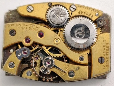 Raro Gruen Watch Co. Precisión Cal. Movimiento reloj joya 123 17 para reparación Foto 1 de 4