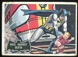 1966 Topps Batman (Black Bat Logo) #53 Race Against Death - Picture 1 of 2