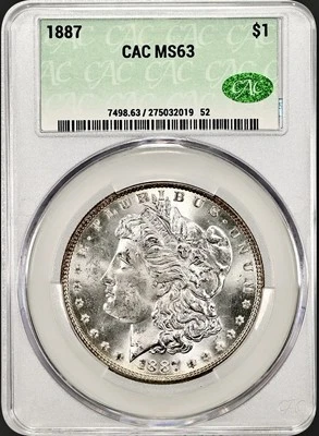 МОРГАНОВСКИЙ СЕРЕБРЯНЫЙ ДОЛЛАР 1887 CACG MS63 - Изображение 1 из 2