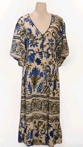 Anthropologie Fig And Flower Boho Woven Dress 3X Floral Linen Blend Cottagecore - Picture 1 of 11