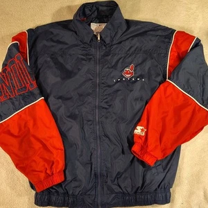 Chaqueta cortavientos Cleveland Indians Starter vintage L cremallera completa logotipo de Wahoo - Imagen 1 de 16