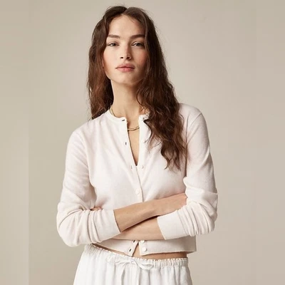 J. Cárdigan de cachemir Crew peso pluma en nieve talla grande *defectuoso** Foto 1 de 4