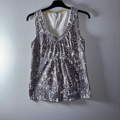 Camiseta sin mangas Boden cuello en V cintura reunida estampado de hojas para mujer EE. UU. 8 Foto 1 de 4