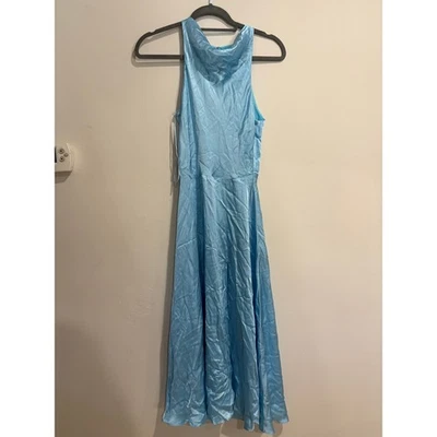 Amanda Uprichard Elondra Draped Neck Fit & Flare Midi Dress Pacific Women's XS - Image 1 of 4