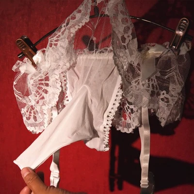 Men Sexy Lace Thongs G-String Briefs Sheath Pouch Panties Underwear Lingerie - Image 1 of 4