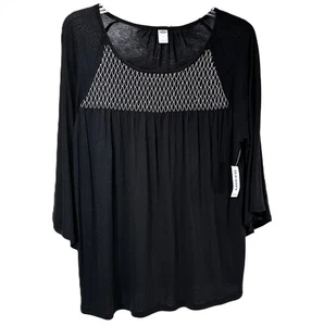 Top donna Old Navy taglia M manica svolazzante con scollatura morbido nero con argento - Foto 1 di 8