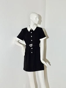 Irregular Self-Portrait Black Crepe Contrast Mini Dress - Picture 1 of 10