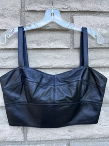 Le’ AL.X Genuine Leather Bra Crop Top M 100% Leather $259 - Picture 1 of 4