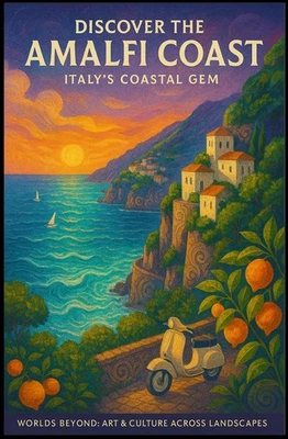 Amalfi Coast Vintage Travel Poster: Scenic Sunset Art - Image 1 of 4