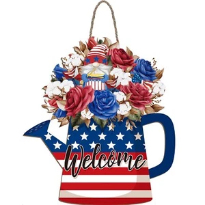 4th Of July Door Sign Independence Day Welcome Sign American Wreath Door Decor P - Picture 1 of 7