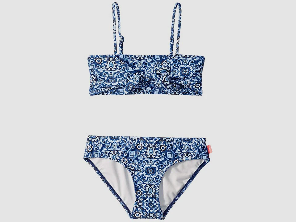 Seafolly Girl's Blue Printed Front Tie Two Piece Bikini Swim Set AUS Size 8