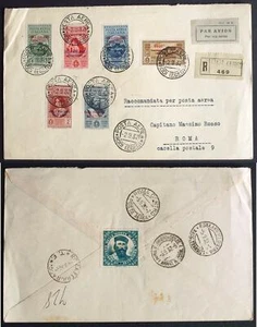 ITALIA Grecia Isla Rodas 1932 General Garibaldi + Etiqueta en Cubierta de Correo Aéreo Reg - Imagen 1 de 3