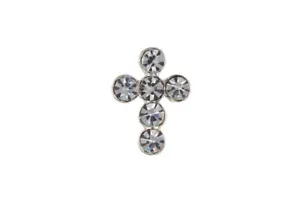 Gents Crystal Cross Stud Earring Sterling Silver - Picture 1 of 3