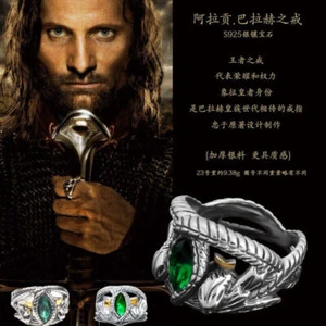 Lord of the Rings Aragorn's Ring of Barahir 925 Sterling Silver Pro Ring Cosplay - Picture 1 of 20