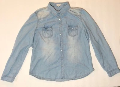 Camisa con botones de mezclilla azulasfalto para mujer junior usada en excelente estado - talla XL  Foto 1 de 4