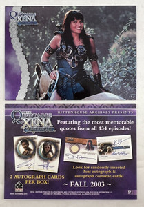CHEAP PROMO CARD: XENA WARRIOR PRINCESS THE QUOTABLE (Rittenhouse 2003) #P1