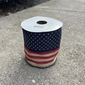 New! STARS American Flag 2.5"x 2YD Ribbon Bows Wreath Stars Stripes USA America - Picture 1 of 1