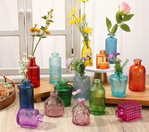 30 Pcs Vases Bulk Colored Flower bud Glass Vase Vintage Farmhouse Decor Mixed - Picture 1 of 3