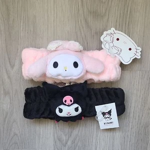 NWT Kuromi & My Melody Headbands Headwrap Bundle Black Pink Kawaii Beauty Bands - Picture 1 of 3
