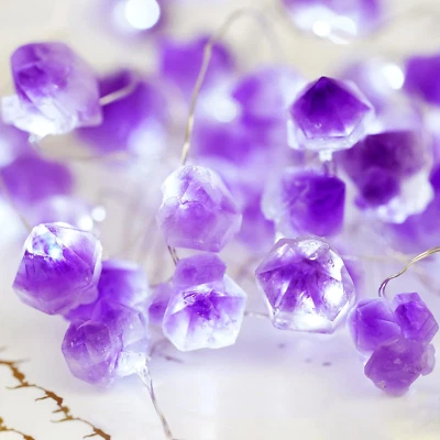 10Ft 40 LED Amethyst String Light Battery Operated Natural Crystal String Light - Image 1 of 4