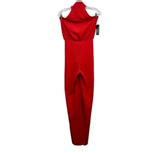 Lulus Womens Halter Jumpsuit Wide Leg Open Back Slash Pockets Red Size S - Picture 1 of 6