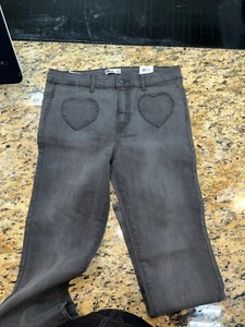 Epic Threads Girls Size 16 Medium Black Denim Pants Heart Love Straight Leg NWT - Picture 1 of 8