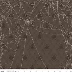 Fat Quarter Witch Hazel Web Spiders Grey Halloween Quilting Fabric - Picture 1 of 1