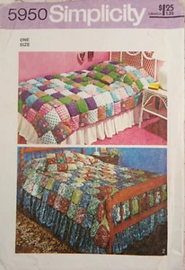 SIMPLICITY 5950 VTG 70s PUFF Quilt Coverlet Pillow UNCUT Home Decor Puffer Sew - Picture 1 of 8