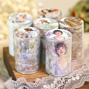 Vintage Lady Flowers PET Tape Junk Journal Character Stickers Scrapbook Crafts - Picture 1 of 14