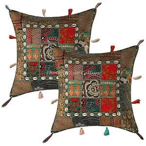 Patchwork Cushion Cover Embroidered Boho Bohemian Pillow Cases For Home Decor - Picture 1 of 6