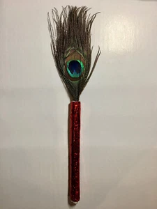 Peacock Feather on colorful stick good luck and peace to have on entry door - Picture 1 of 2