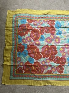 Sciarpa rettangolare extra large floreale Theodora & Callum 40x78 misto lino nuova - Foto 1 di 9