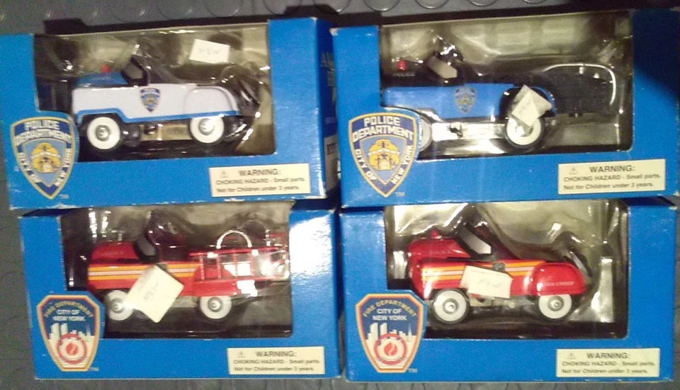 Lot of 4 K-Line FDNY and NYPD Pedal Cars and Trucks for 0/027, New...Ships FREE! - Image 1 of 4