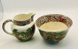 Vintage W.R. Midwinter Ltd. Porcelain Rural England Creamer and Sugar Bowl - Picture 1 of 13