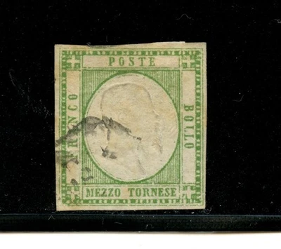 Italia-Dos Sicilias #19 (I217) Rey Víctor Emmaull II, 1/2 verde, U, FVF, CV $250,00 Foto 1 de 2