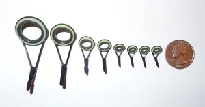 New Set of 8 Fuji Vintage BSPHG Oxide Black Green Spinning Fishing Rod Guides - Picture 1 of 2