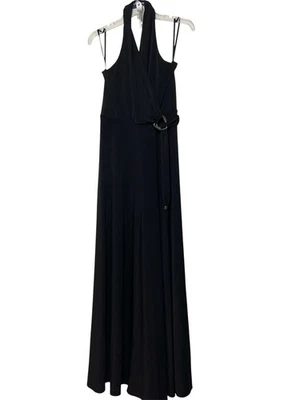 Maxi Vestido Halter Casa Blanca Mercado Negro Para Mujer Hebilla Elastizado Comodidad Talla 10 Foto 1 de 4