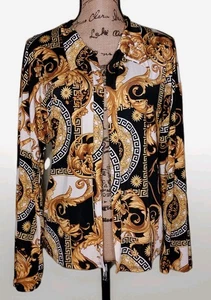 Madrag anni 90 vintage - spolverino a maniche svasate paisley oro a scorrimento - donna 1XL - Foto 1 di 4