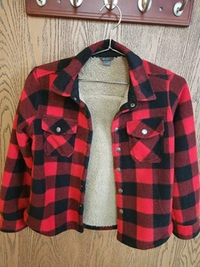 Eddie Bauer Kinder 8 Sherpa gefütterte karierte Flanell Jacke rot schwarz Büffel Karo - Bild 1 von 5